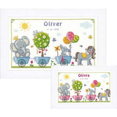 Image of Vervaco Counted Cross Stitch Kit: Cute Animal Parade, Cotton, NA, 41 x 24cm