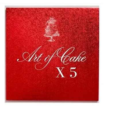 Image of Art of Cake Red 10in Square Drum Boards 10 in 254 mm x 13mm (Pack 5)