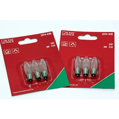 Image of 6 Pack of Konstsmide 23V, 3W, E10, MES Spare Welcome Candle Bridge Light Bulbs