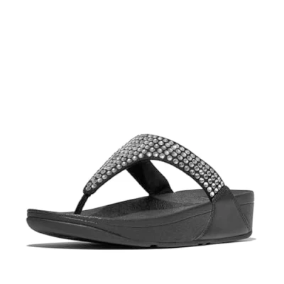 Image of Fitflop Women&#039;s LULU Maxi Crystal Toe Post Sandals, Black, 4 UK