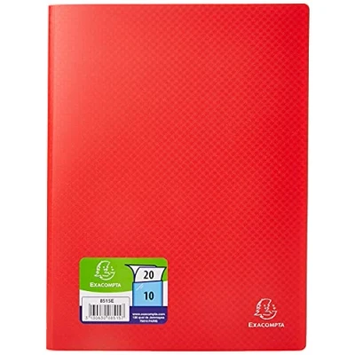 Image of Exacompta Ref 8515E Soft PP Display Book Suitable for A4 Documents, Made from Polypropylene, Lightweight, 10 Pockets, 20 Viewing Pages Red Cover