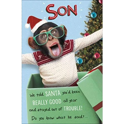 Image of UK Greetings Christmas Card for Son Funny Design