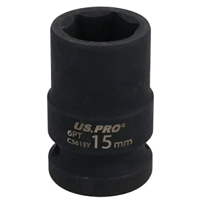 Image of 15mm Metric Shallow Impact Impacted European Style Socket 1/2&quot; Drive 6 Sided