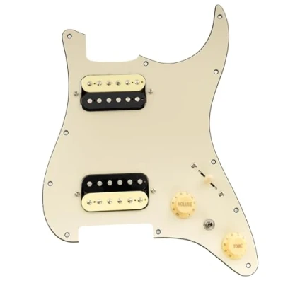 Image of Musiclily Pro SE ST HH OMHA Pre wired Standard Pickguard with Alnico 5 Magnet Humbuckers Mini Toggle Switch for Style Electric Guitar, 3ply Cream