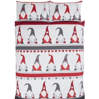 Image of Rapport Festive Gonks Duvet Cover Christmas Bed Set, White, King