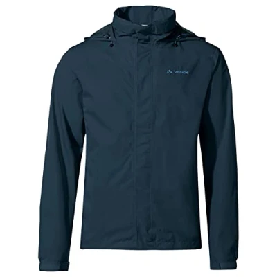 Image of VAUDE Men’s Rain jacket Escape Bike Light dark sea, waterproof outdoor jacket, breathable biking with hood, eco friendly hiking L
