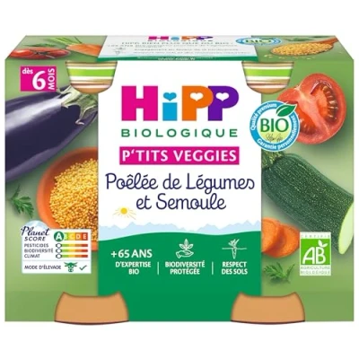 Image of HiPP P&#039;tits Veggies Fried Vegetables and Semolina from 6 Months Organic 2 Jars
