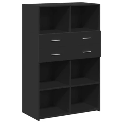 Image of vidaXL Highboard Black 80x42.5x124 cm Engineered Wood Cabinet Storage with Handles for Bedrooms, Living Rooms, and Hallways