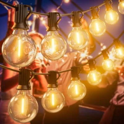 Image of LUCUHM 45M 150FT Festoon Lights Outdoor LED Garden String Mains Powered Light Waterproof for Patio Gazebo Balcony Outside