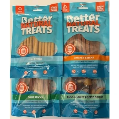 Image of Better Natural Dog Stick Treats Variety Pack Chicken/Fish/Duck/Duck &amp; Sweet Potato (4 x 90g Packets)