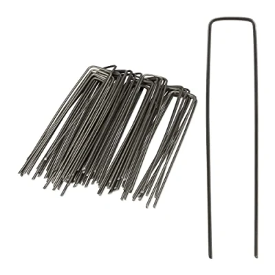 Image of Relaxdays Securing Pegs, Set of 50, Bevelled Tips, Drive Into The Ground, Weed Control, 15 cm Long, 2 mm Ø, Steel, Silver