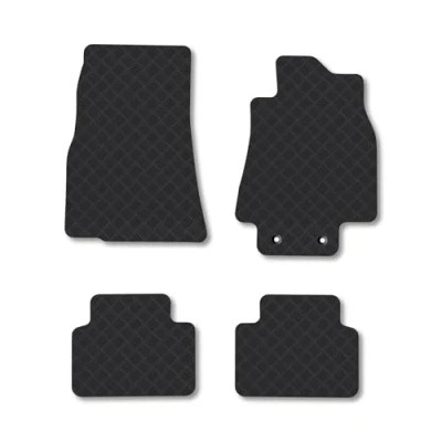 Image of Rubber Car Mats Compatible with Mercedes A Class (2005 2012) [W169] Tailored Fit Floor Set Accessory Black Custom 4 Pieces Clips Anti Slip Backing, Heavy Duty &amp; Waterproof