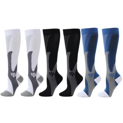 Image of Oaygat Compression Socks 3 Pairs Runing Stockings Support Varicose Veins Flight Travel Sports Pressure Graduated Stocking for Women Men Flying