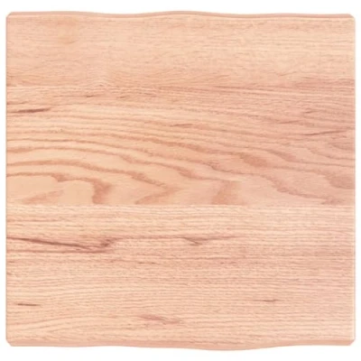 Image of vidaXL Solid Oak Wood Table Top Light Brown Handcrafted with Distinct Live edge, Varnished Finish, Square Shape DIY Replacement Board for Home/Office