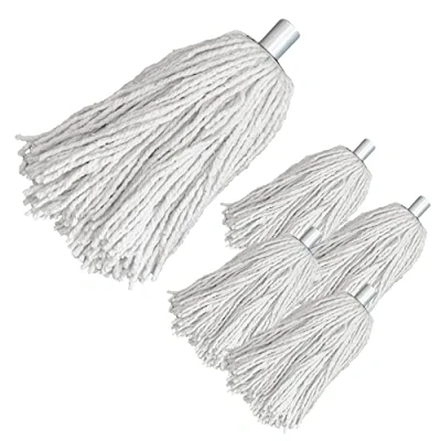 Image of Pack of 5 Industrial Mop Heads Replacement, PY.14 Pure Yarn Cotton with Galvanised Socket, Heavy Duty for All Around Floor Cleaning