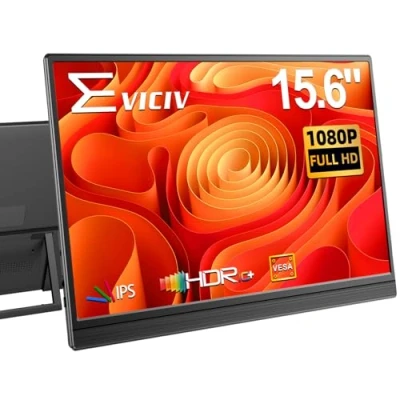 Image of EVICIV Portable Monitor 15.6&quot; 1080P, FHD Travel for Laptop, IPS Screen w/VESA &amp; Kickstand, USB C Mini HDMI External Laptop/PC/Phone, Compatible with PS3/4/5/Xbox/Switch
