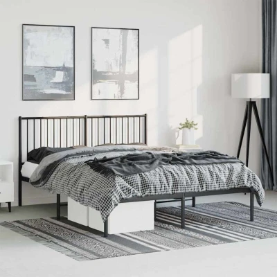 Image of vidaXL Metal Bed Frame without Mattress with Headboard Black 150x200cm