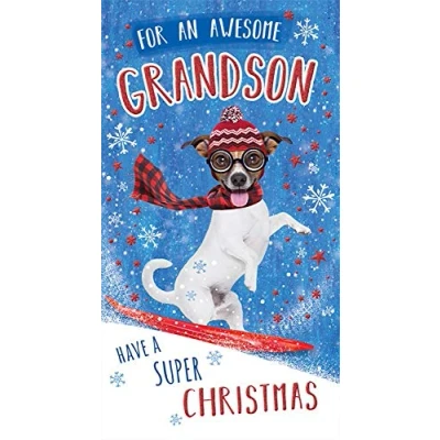 Image of Piccadilly Greetings Traditional Christmas Card Grandson 9 x 5 inches