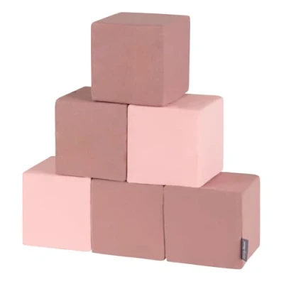 Image of KiddyMoon Soft Foam Cubes Building Blocks 14Cm For Children Multifunctional Construction Montessori Toy Babies, 6 Pieces, Cubes:Purple