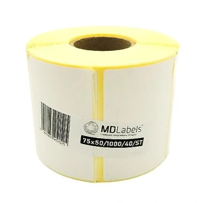 Image of MDlabels White Thermal Labels on a Roll 75 x 50 mm Pack of 1000 Permanent Adhesive, for Barcode, Adhesive Labelling