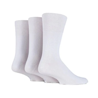 Image of 3x Pairs Mens Gentle Grip Diabetic Socks with HoneyComb Top and Hand Linked Toe Seams/UK 6 11 Eur 39 45 (White)