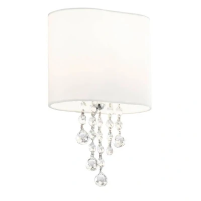 Image of Searchlight Nina wall light with a fabric lampshade