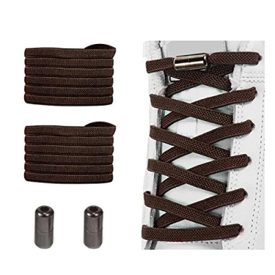 Image of Alegrianan No Tie Shoelaces, Elastic Shoelaces for Adults/Kids，Elastic Shoe Laces, Dark Brown, XL