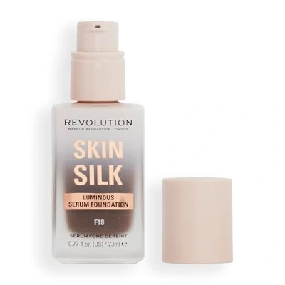 Image of Makeup Revolution, Skin Silk Serum Foundation, Light to Medium Coverage, Contains Hyaluronic Acid, F18, 23ml