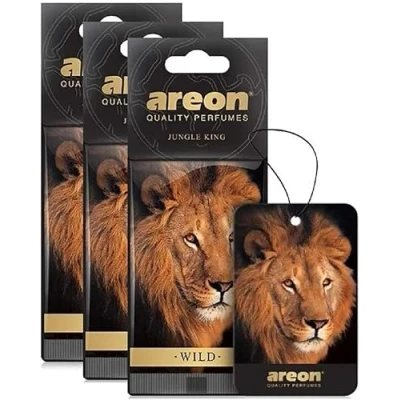 Image of AREON WILD Hanging Custom Cute Funny Car Air Freshener for Home &amp; Office Premium Cologne Perfume with Natural Fragrances Long Lasting, Fresh, Luxurious Scent Stylish Design Jungle King, Pack