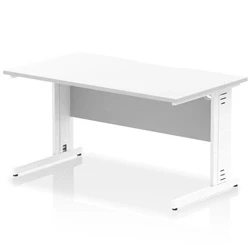 Image of Impulse 1400 x 800mm Scalloped Edge Straight Office Desk White Top Cable Managed Leg