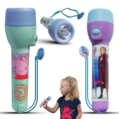 Image of SRV Hub 2PCs LED Big Torches, Kids Night Light Torches Super Bright for Xmas and Birthday Gifts Plastic Flashlight Toy 3+ Years Size 16cm (Peppa Frozen)
