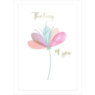 Image of Thinking Of You Simple Floral Sympathy Card Foiled Portobello Greeting Cards PTB044