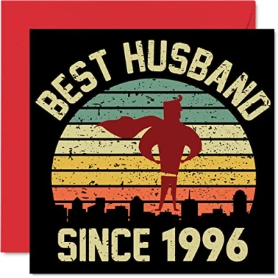 Image of 28th Anniversary Card for Husband from Wife Best Since 1996 I Love You Gifts, Happy Wedding Cards Partner, 145mm x Greeting Twenty Eighth Anniversaries