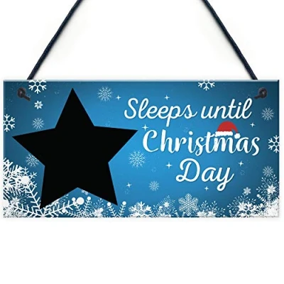 Image of RED OCEAN Chalkboard Christmas Countdown Activity Advent Sleeps Until Sign Plaque Son Daughter Kids Gift