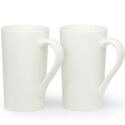 Image of Smilatte 20 oz / 600ml Large Coffee Mugs, M007 Plain Tall Ceramic Cup with Handle for Dad Men, Set of 2, White