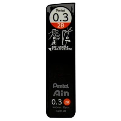 Image of Pentel Ain Leads Refill 0.3mm 2B Pack of 12