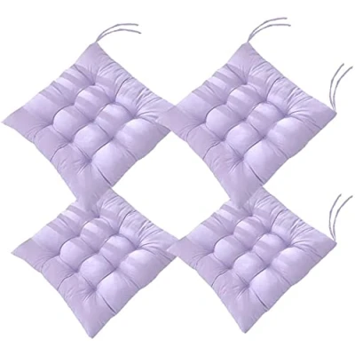 Image of Topstylehouse 4 PCS Soft Chair Pads, Seat Pads with Ties, Cushions Dining Room for Garden Patio Kitchen (Purple,40x40cm)