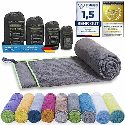 Image of Original microfiber backpack sports towel for women and men travel extremely quick drying beach bath absorbent, light antibacterial different sizes (60 x 30 cm, Purple)