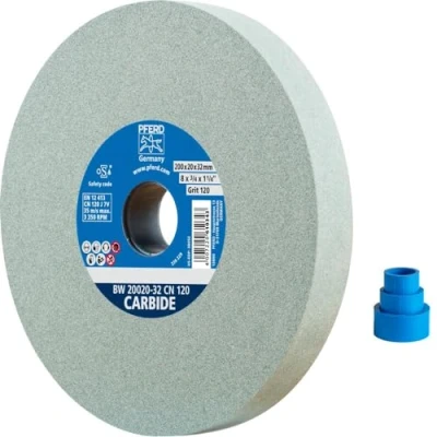 Image of PFERD Sanding Disc 200 x 20 32 mm, Carbide, Grain Size 120, Silicon 39008439 for Working Hard Materials with Integrated Reducing Sleeves (25/20/16 mm)