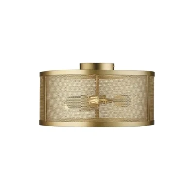 Image of Fishnet 3 Light Flush Ceiling Mesh Matt Gold, E27