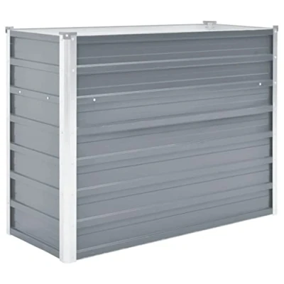 Image of vidaXL Garden Raised Bed in Grey Galvanised Steel Outdoor Planter Ideal for Plants, Vegetables, Herbs and Flowers 100x40x77 cm