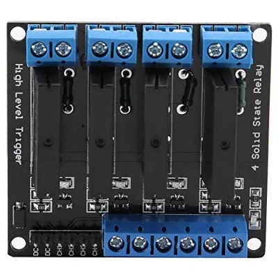 Image of Solid State Relay Module, 4 Channels Module DC AC 5V High Level Trigger with Fuse 2A