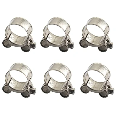Image of (Pack of 6) Size 26 28mm T Bolt Hose Clamp 304 Stainless Steel Tube Clamps Pipe
