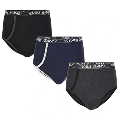 Image of KAM Underwear Briefs in 3 Pack Soft Cotton Rich Multipack Classic Black, Navy and Charcoal Black/Navy/Charcoal 4XL