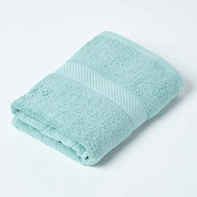 Image of HOMESCAPES Sea Green Turkish Cotton Guest Towel Super Soft Thick &amp; Absorbent 500 GSM Heavy Weight for everyday Luxury