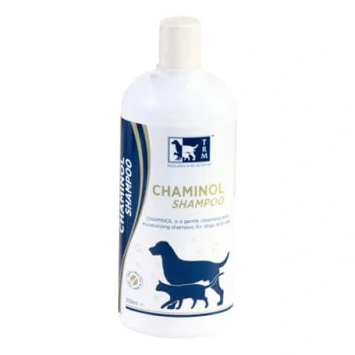 Image of TRM Pet Chaminol Shampoo for Dogs and Cats 500ml pH balanced maintaining a healthy Skin Coat. Uniquely formulated to provide deep cleansing without stripping the coat of it’s essential oils.