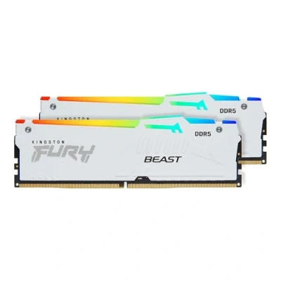 Image of Kingston FURY Beast White RGB XMP 32GB 5200MT/s DDR5 CL40 DIMM Desktop Gaming Memory Kit of 2 KF552C40BWAK2 32
