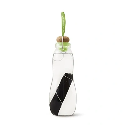 Image of BLACK+BLUM Eau Good Glass Water Bottle with Charcoal Filter Using Traditional Japanese Binchotan Charcoal, Supercharge Your Hydration, Leak Proof BPA Free Bottle, Lime, 650ml