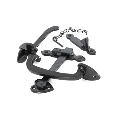 Image of From The Anvil Black Cast Thumblatch Set with Chain