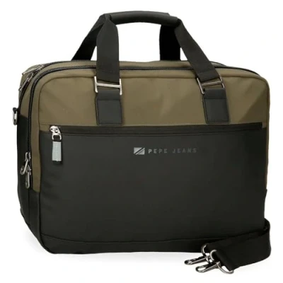 Image of Pepe Jeans Jarvis Carteron Laptop 15,6&quot; Green 40x30x11cm Faux Leather and Polyester L by Joumma Bags, Green, Triple Case